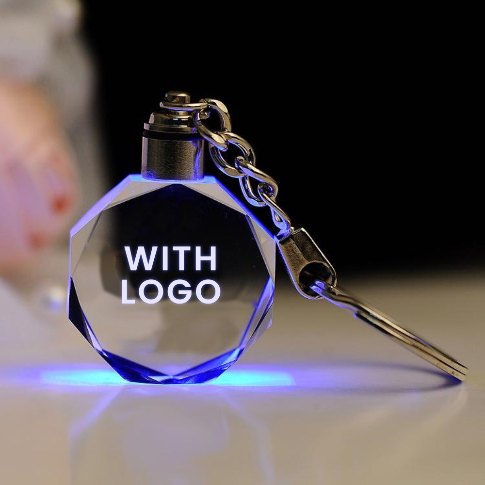 Crystal Car Keychain with 3D Illuminated Logo