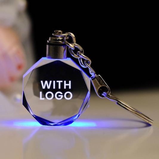 Crystal Car Keychain with 3D Illuminated Logo