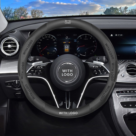 Leather Steering Wheel Cover with Car Logo
