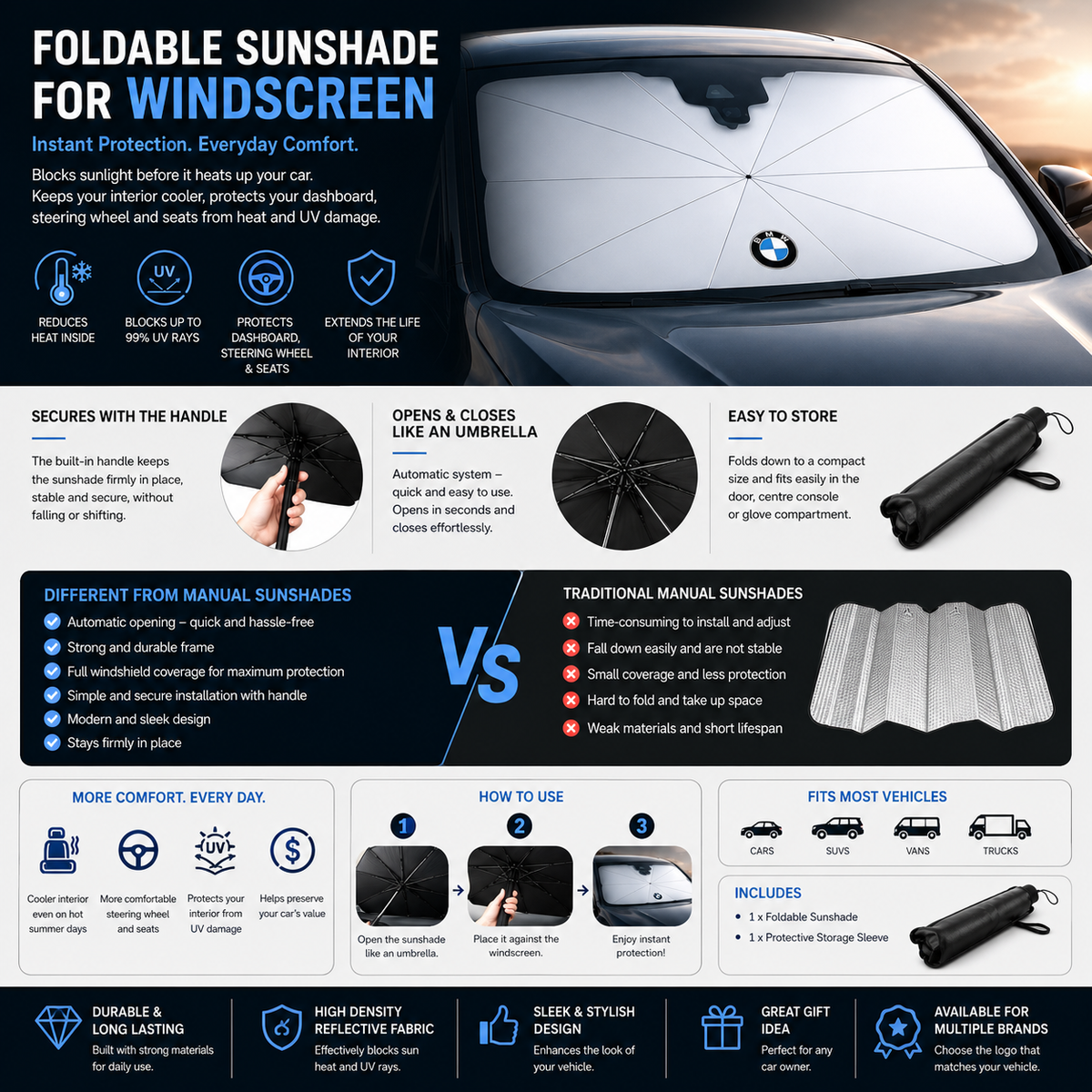 Foldable Windscreen Sunshade – image 7