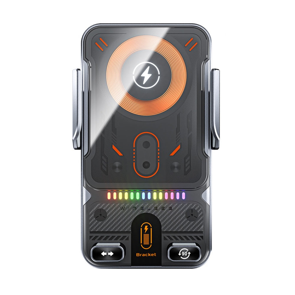 Silver auto-clamping wireless charging car phone holder